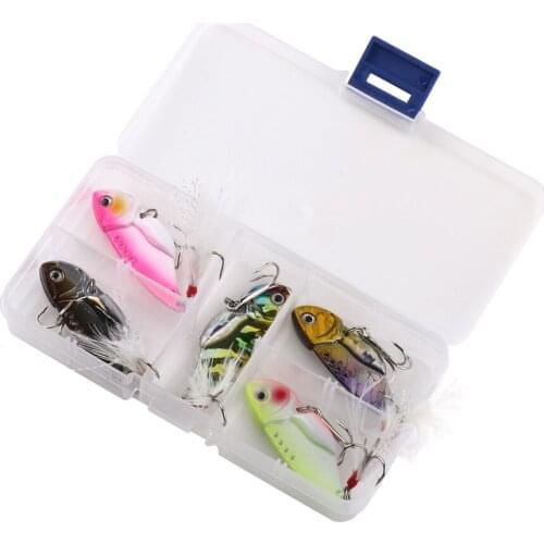 New 5Pcs Metal VIB Hard Bait With Box Fishing Lures 5.5CM 11G Set Vibration Bass Blade Lure Pesca Wobblers