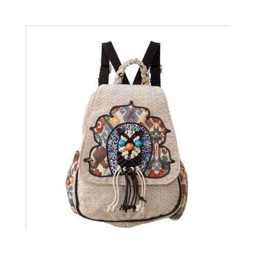New National string appliques women shopping backrack casual!Nice bohemian embossing zipper&hasp backruck Hot Canvas backpacks