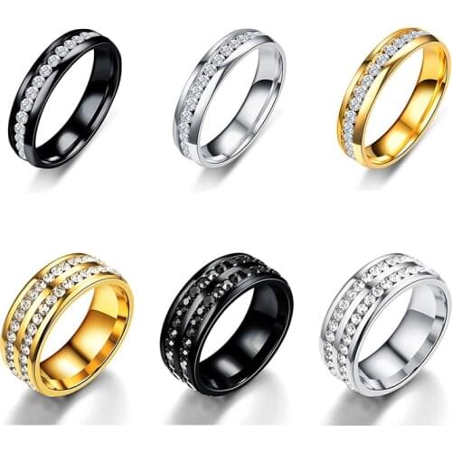 New Gold Colour 316L Stainless Steel Ring Titanium Steel Engagement Wedding Rings For Women Men Jewelry Anillos sa924