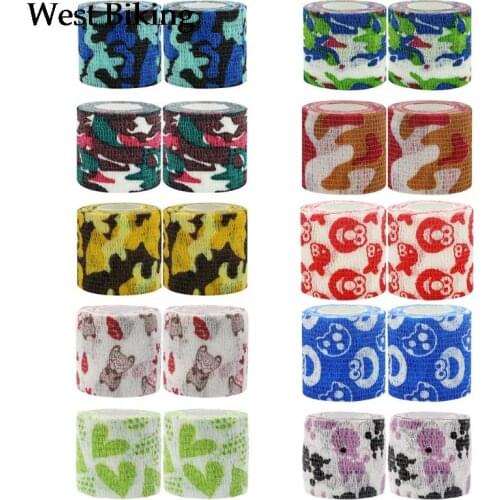 2Pcs Printed Self Adhesive Elastic Bandage 4.5m Colorful Sport Wrap Tape for Finger Joint Knee First Aid Kit Pet Tape