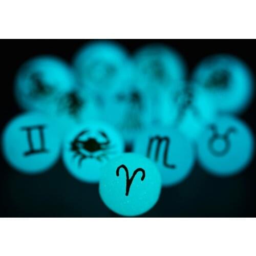 12Pcs/lot 12Constellation 10mm Luminous Noctilucent Glow In Dark Balls With Hole For DIY Necklace Pendants Jewelry