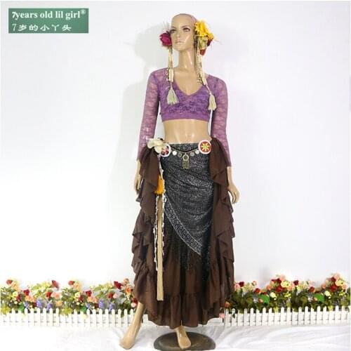 Iace Belly Dance Top Ats Tribal Choli Iong Sleeve Womens Costume BR26 27