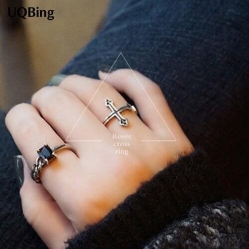 2019 New Arrivals Free Shipping 925 Sterling Silver Cross Silver Ring Women Jewelry Gift Finger Open Rings