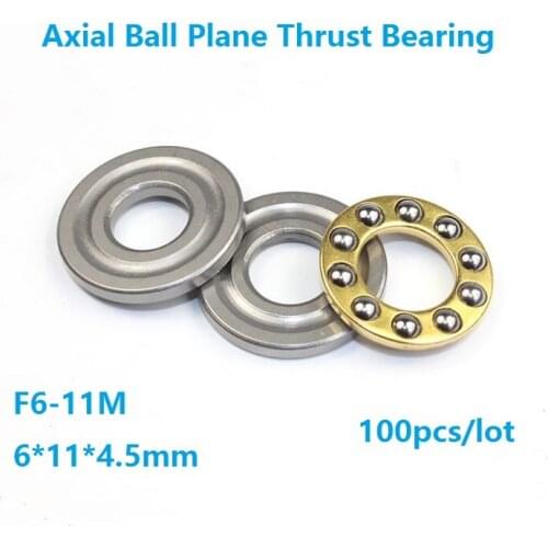 100pcs/lot F6-11M 6×11×4.5mm Axial Ball Plane Thrust Bearing Mini plane thrust ball bearing 6*11*4.5mm