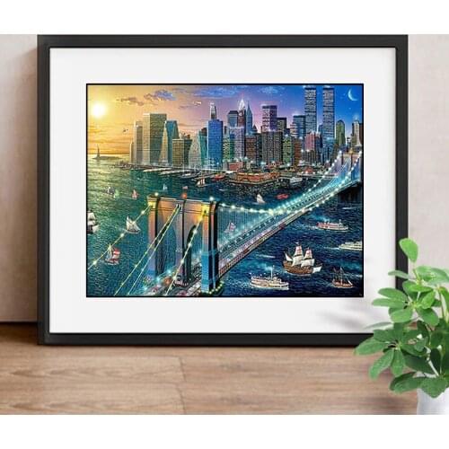 Diamond Embroidery Landscape 5D Diy Diamond Painting City Full Round Drill Rhinestone Mosaic Picture