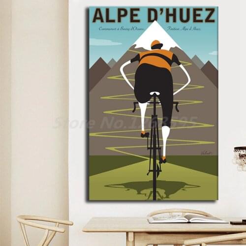 Alpe Mountain Bicycle Bike Ride Vintage Retro Kraft Art Canvas Poster Painting Wall Picture Print Home Bedroom Decoration Artwor