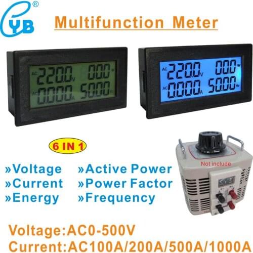 YB5141DM AC 100A 200A 500A LCD Digital Voltmeter Ammeter AC Voltage Current Meter Frequency Energy AC 0-500V Single Phase Variac