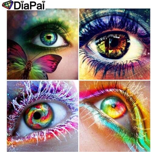 DIAPAI 5D DIY Diamond Painting Full Square/Round Drill "Beauty colored eyes" 3D Embroidery Cross Stitch 5D Decor Gift