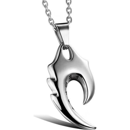 Domineeringl Flame Six Word Proverb Pendant Necklace For Men Crab Pliers Stainless Steel Pendant Fashion Jewelry