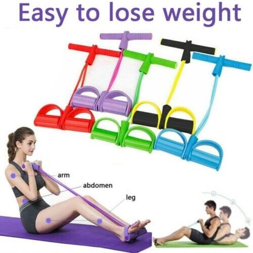 Fitness Elastic Sit Up 4-Tube Pull Rope Abdominal Yoga Exerciser Home Gym Sport Equipment Solid Elasti