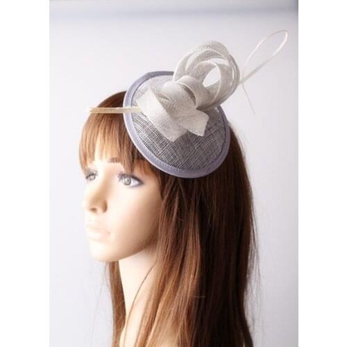 Elegant Silver Fascinator Hair Accessories Sinamay Base With Loops Occasion Headwear Apparel Hairstyle Cocktail Hats 17 Colors