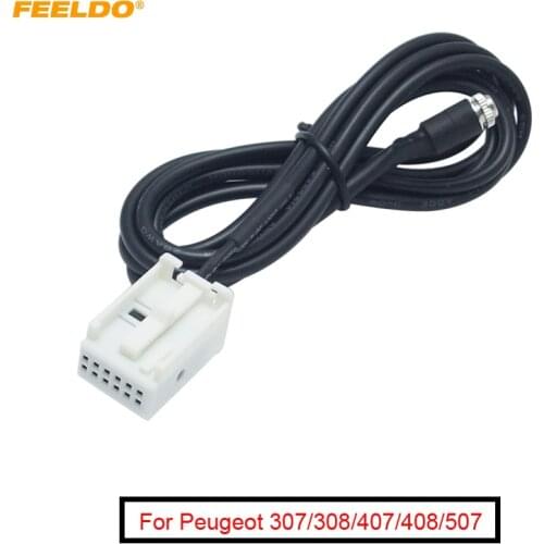 FEELDO 10Pcs Car 12pin Female Interface Wire AUX Audio Input Cable For Peugeot 307/308/407/408/507 Citroen Triumph Sega C2/C5