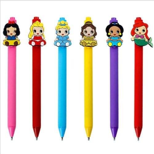 6pcs/lot Sweet Princess Gel Pens Kawaii 0.5mm Black Pen Cartoon Kid Gift office school supplies Papelaria Stationery G022