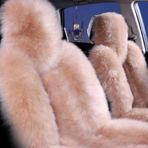 GLCC Car Front Fur Seat Cover Sheepskin Cushion Mat Long Natural Wool Plush 54*13cm Winter Warm Rug Auto Interior Accessories