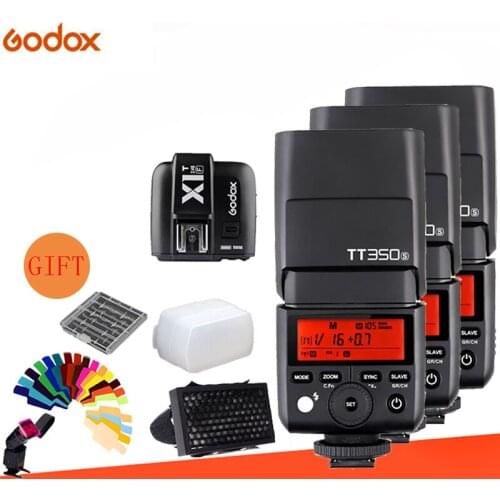 GODOX 3 x Mini TT350 TTL HSS Max 1/8000s 2.4G Wireless X System Flash with X1T-Transmitter and Gift Kit for Canon Fujifilm Snoy