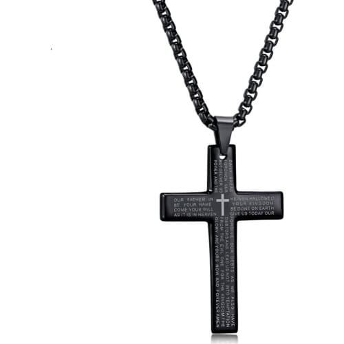 BOEYCJR Classic Bible pattern Cross Necklace&Pendant Fashion Jewelry HipHop Punk Necklace For Men or Women