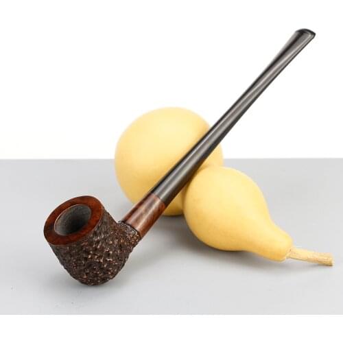 High Quality Briar Wood Pipe 3mm Metal Filter Tobacco Pipe Briar Pipe Random Carved Straight Smoking Pipe Set