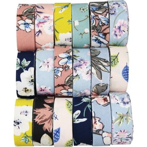 25mm Bow material for hair accessories Cotton lace Printed Ribbons Webbings DIY Lace Fabric Chiffon strip