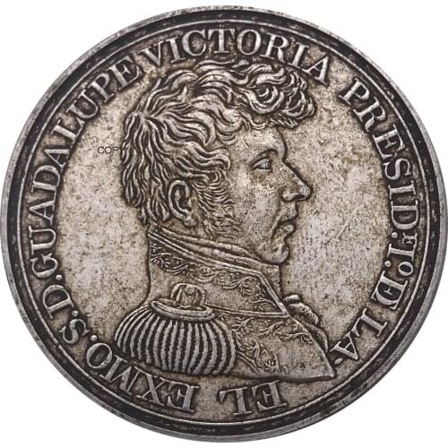 Mexico 1824 Coin President Guadalupe Victoria Medal Cupronickel Plated Silver Metal Souvenir Gift Collectible Copy Coins