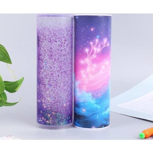 Multifunctional Calculator Large Capacity Pencil Box Case Creative Quicksand Pencil Pen Case For Kids School Supplies Stationery