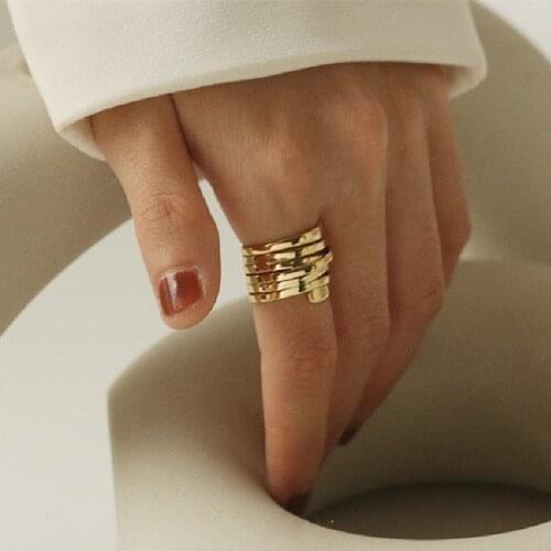 Multi Layer Wrapped Spiral Geometric Rings Brass Gold Rings for Women Circle Polished Statement Charm Rings 2020 Fashion Jewelry