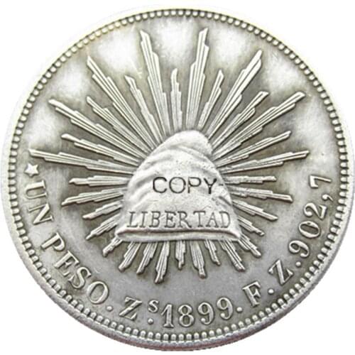 MO Uncirculated (1899 1901 1902 1904 1908 1909) 6pcs Dates For Chose Mexico 1 Peso Silver Plated Copy Coin
