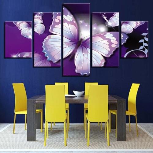 Decoration Modular On Canvas Wall Art Home Posters Framework 5 Panel ButterflyLiving Room HD Printed Modern Picture Painting