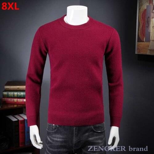 Mens sweater plus velvet thickening warm sweater plus size man father winter loose sweater big size Pullovers 8XL 7XL 6XL