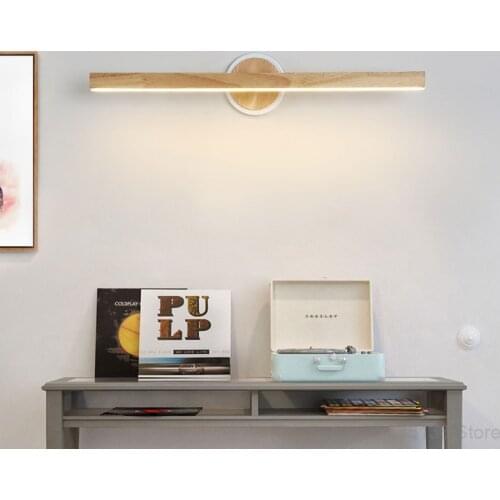 Nordic Wood Strip Wall Lamp Modern Solid Wooden Sconce Toilet Bathroom Led Mirror Lights Bedroom Bedside Wall Lights for Home