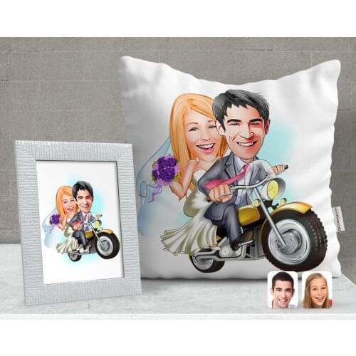 Personalized Maried Caricature Of Decorative pillow And Frame Gift Seti-8
