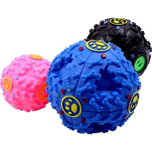 Pet Colored Snacks Leaking Food Balls Dog Molar Teeth Puzzle Strange Calling Ball Leaking Food Device Biting and Sounding Toys