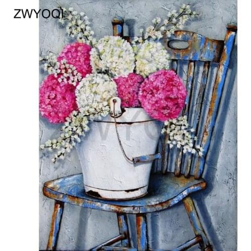 Full Square Diamond embroidery Cross stitch Iron chair DIY 3D Diamond painting Edelweiss Full Round Diamond mosaic Iron bucket