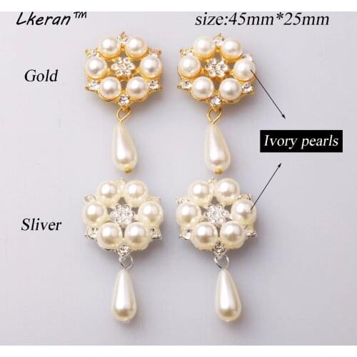 100pcs (gold/silver) faux pearl Ivory Rhinestone buttons Flatback Brooch Embellishment Ribbon Decoration Free Delivery