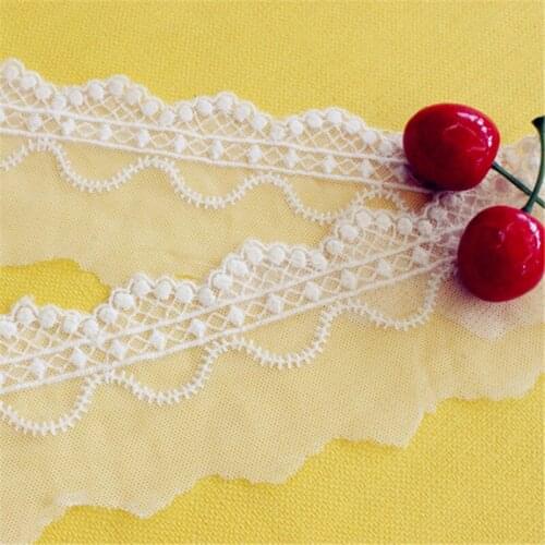 Width 6cm 15Yds/lot Free shipping off white cotton mesh embroidery pattern lace Manual clothing skirt trim sewing lace AC122