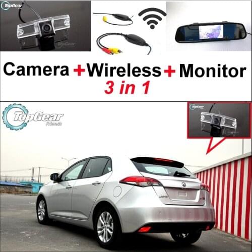 3 in1 Special Rear View Camera + Wireless Receiver + Mirror Monitor Easy DIY Back Up Parking System For Morris Garages MG5 MG 5