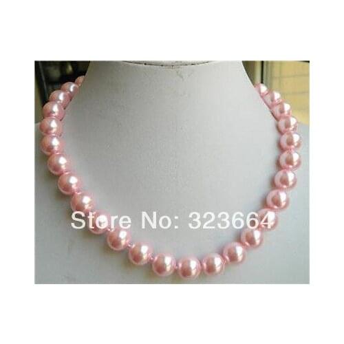 10mm Pink Seashells Pearl Necklace 18"