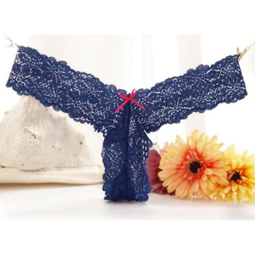 Womens Sexy Lace Bowknot Panties Underwear G-String Thongs Seamless Fashion Transparent Lace Panties