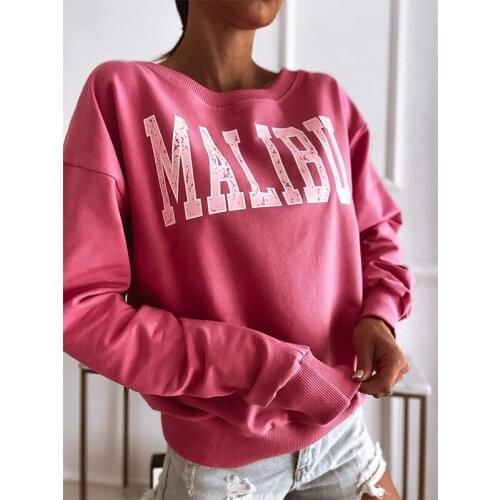 Vintage Letters Printed Crewneck Sweatshirt Women Winter Clothes Plus Size Long Sleeve Tops 3 Colors Fashion Streetwear 2021