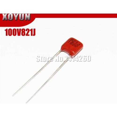 10pcs/lot CBB 100V821J Pitch 5MM 821J 100V CBB Polypropylene film capacitor
