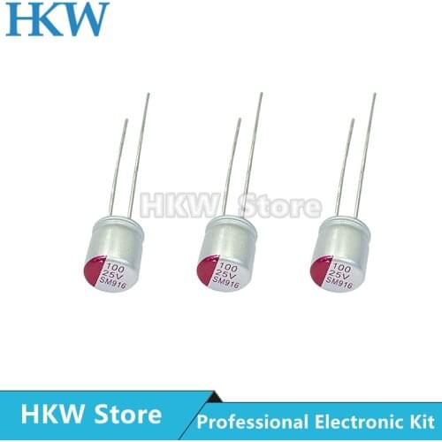 10pcs New DIP 100uF 25V 6x7mm Super Low ESR 25V100uF For Motherboard VGA Solid Aluminum Capacitor 100UF25V 6*7 High Quality