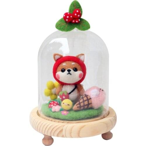 11x17cm Santa Claus dog glass decoration wool needlepoint kit wool felt needle felting decoration craft needlecraft DIY ha