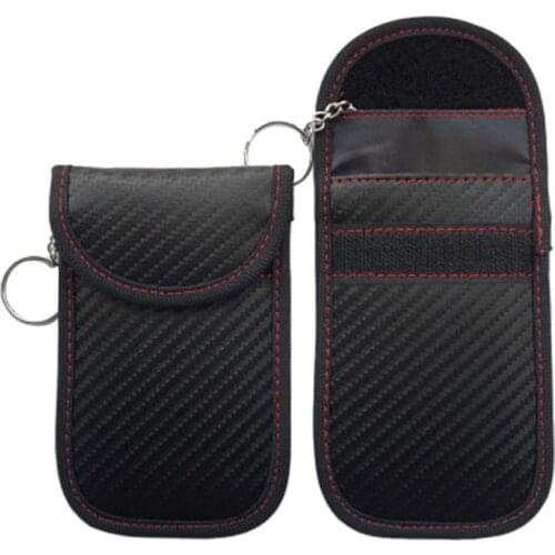 12.5*8cm New RFID Carbon Fiber Car Key Shielding Bag Anti-theft Anti-scanning Key Set Dropshipping Car Product Container