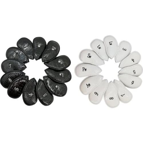 12pcs PU Leather Golf Club Head Cover Iron Head Cover Protector Set Fit All Brands Irons