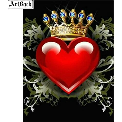 5d diy diamond painting red heart crown pattern full square crystal mosaic diamond embroidery decoration