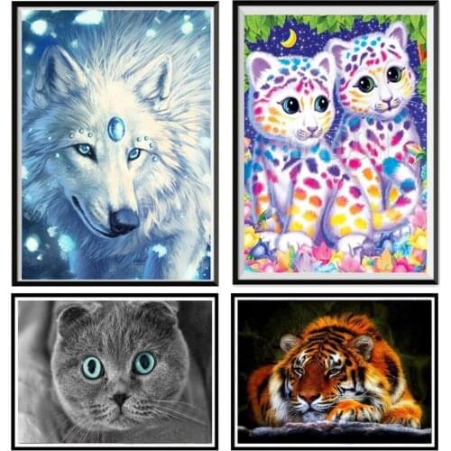 Diamond painting full diamond DIY animal series cat 5D diamond embroidery handmade cross stitch paste diamond mosaic