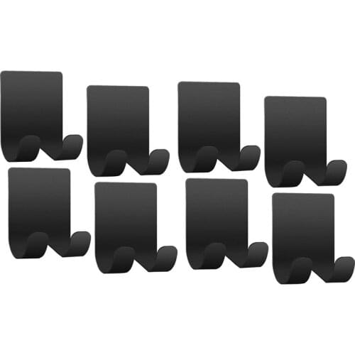 8 Pcs Self-Adhesive Hooks Stainless Steel Waterproof Holder For Razor Shower Kitchen Bathroom Plug Towel Bathrobe,Black-ABUX