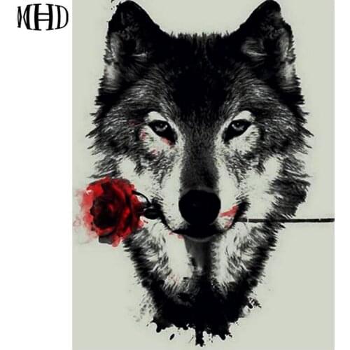 5D DIY Diamond Embroidery Wolf, Rose, Full & Round, Diamond Cross Stitch Animal, Diamond Embroidery, Mosaic, Rhinestone, Decorat