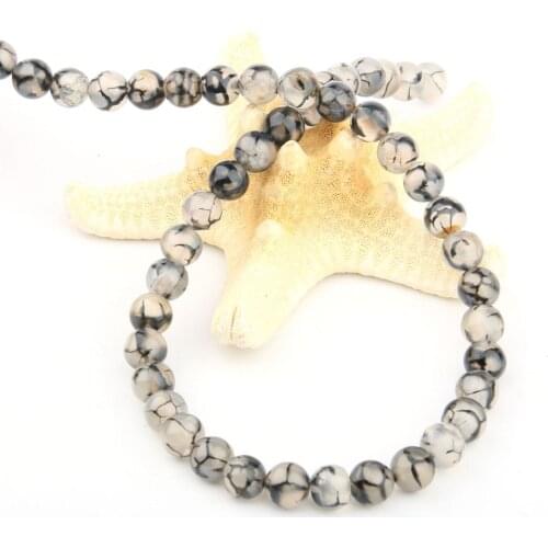 Natural Stone Beads Black Dragon Bone Agates Round for Jewelry Making Beadwork DIY Bracelet Necklace 4/6/8/10/12mm