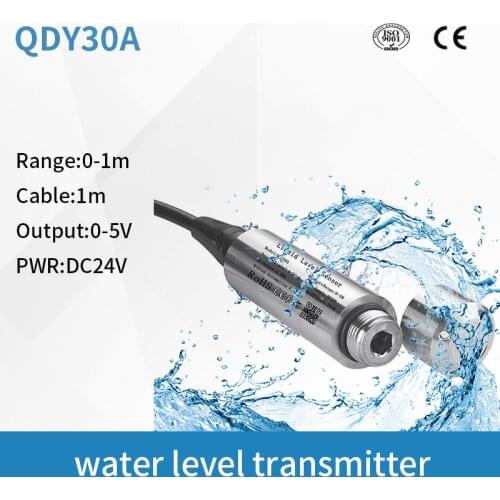 Liquid Level Transducer Transmitter Water Tank Level Sensor QDY30A liquid level sensor 1m range 1m cable 0-5V Output