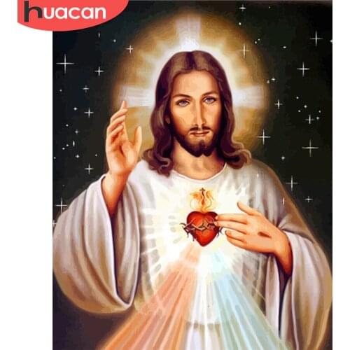 HUACAN DIY Pictures By Number Jesus Kits Painting By Numbers Portrait Hand Painted Paintings Drawing On Canvas Gift Home Decor